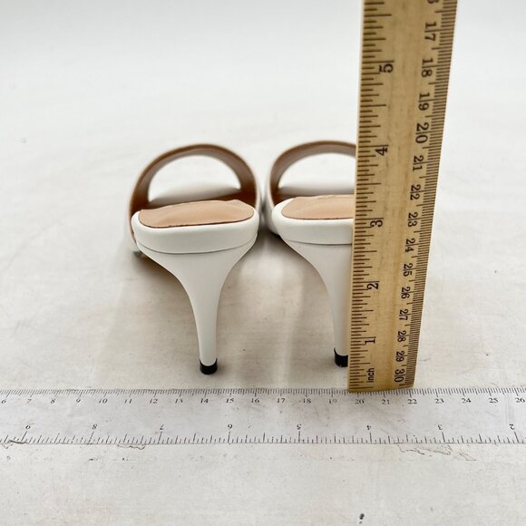 FSJ White Peep Toe Mule Sandals Stiletto High Heels Party Evening Shoe - Picture 5 of 8